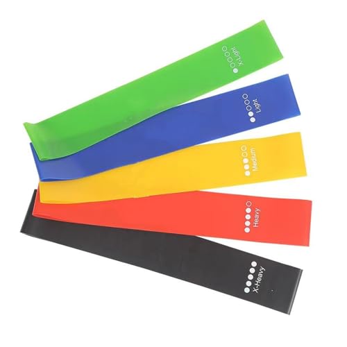 Cekaso Resistance Exercise Bands with 5 Resistance Levels for Strength Training and Physical Therapy, 5 vary - size: Rainbow