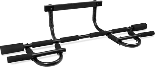 Upgrade Pull Up Bar for Doorway - Max Capacity 330 lbs, Portable Upper Body Workout Bar for Strength Training - color: BLACK