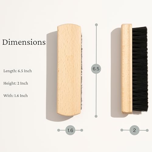 Konex Shoe Brush - Natural Beechwood Handle Handcrafted Wooden Shoe Cleaning Brush - Thick Synthetic Konex Fiber Bristle - Shoe Brushes for Cleaning with Quick and Lasting Use - color: Natural Wood