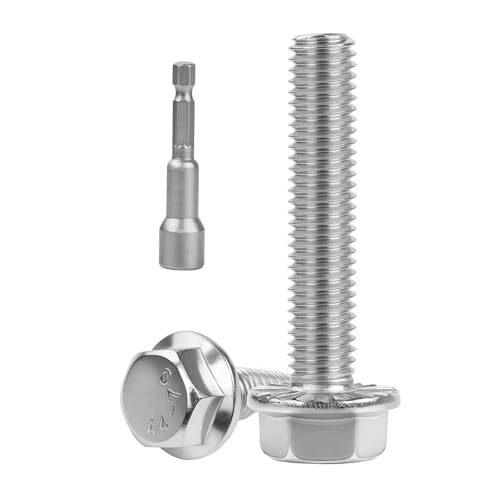 M6x35mm Serrated Flanged Hex Head Screws Bolts 25pcs HS/JXLS-10 | 304 Stainless Steel, External Hex Machine Screws, Equipped with Hex Sleeve, for Construction, for Automotive, for Industrial - size: M6x35mm