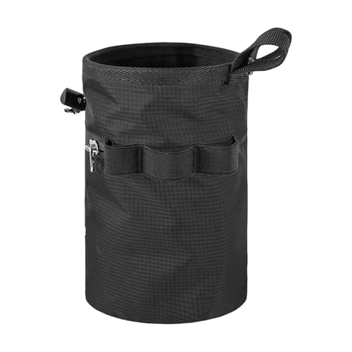 Climbing Chalk Bag Rock Climbing Gear | Gym Chalk Bag With Adjustable Waist Belt and Zippered Storage Pocket for Rock Bouldering Gymnastics Weightlifting Sports - color: Black