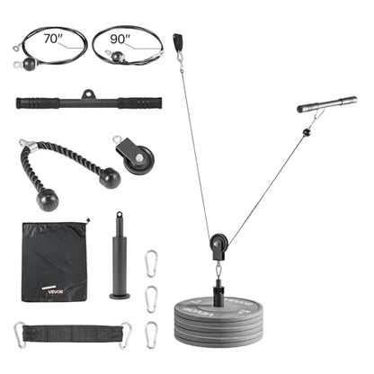 VEVOR LAT Pulldown Attachments, Cable Machine Rowing T-bar V-bar Tricep Pull Down Bar, Back Strength Training Rubber Coated Handle Grip, Bicep Curl Tricep LAT Pulldown Bar for Home Gym Fitness - size: Set with 1 Bar
