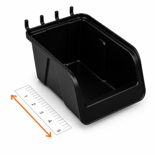 WallPeg 12 Black PEGBOARD Bins - Peg Board Organizer Accessories - Pegboard Bins for Craft Room Storage & Garage Organization - Handy Peg Board Wall Organizer Bin Set -Made in USA- - style: 12 (5" Bins)