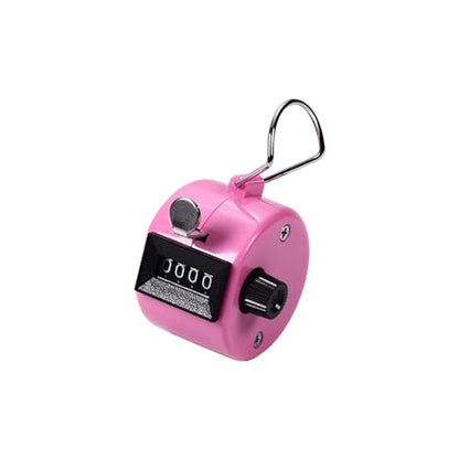 White Deer Hand Tally Counter 4 Digit Number Dual Clicker Golf Handy Convenient - color: Pink
