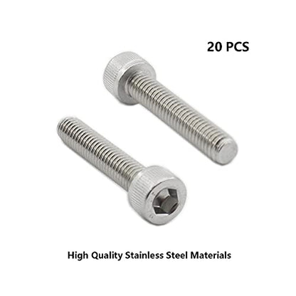 20 PCS Socket Head Cap Screws, TTZEZE 304 Stainless Steel Metric Machine Bolts Hex Socket Screw, Socket Drive Bright Finish Full Machine Threads for Shelf Chair Desk Install Repair (M6x25m) - color: M6, size: 25m