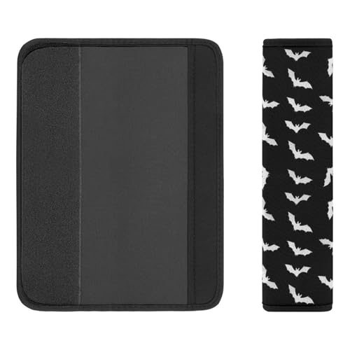 2 Pack Soft Padded Seat Belt Cover for Girls and Boys, All Vehicles, Gothic Bat Black Harness Pads Strap, Anti-Slip Pad - color: Pattern 230
