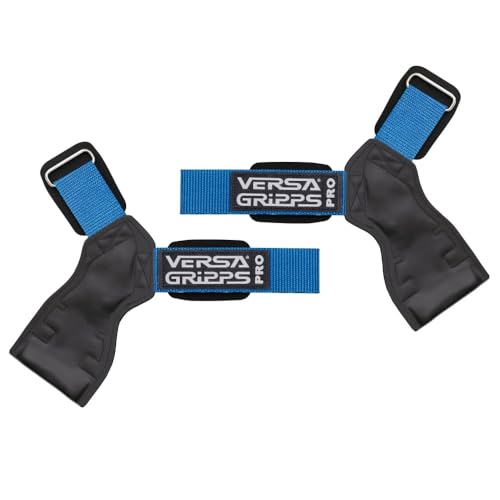 Versa Gripps® Pro, Made in The USA, Wrist Straps for Weightlifting Alternative, The Best Training Accessory - color: Blue Pacific/Black, size: Reg/Large: 7-1/8" to 8"
