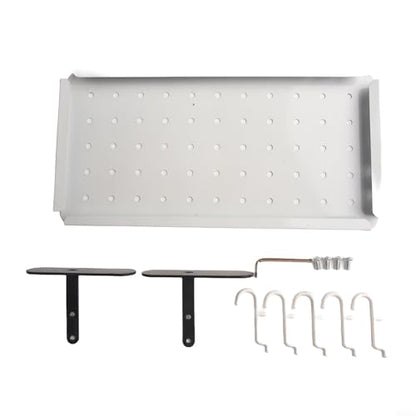 Storage Pegboard Wall Mount Organizer Kit For Home Office Craft Room, Metal Hanging Board With Hooks For Tools Supplies Ornaments Display, No Drilling Installation(A)