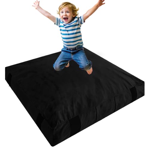 JOYWOO Crash Pad for Kids Sensory Room, 4 x 4 Ft / 5 x 5 Ft Anti-Slip Sensory Crash Mat, Shredded Foam Sensory Crash Pad for Kids Gift, Soft Washable Cover, Gift for Children and Family Fun - color: Black, size: 4x4 Feet