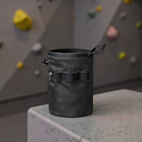 Climbing Chalk Bag Chalk Gear | Gym Chalk Bag With Adjustable Waist Belt and Zippered Storage Pocket for Rock Bouldering Gymnastics Weightlifting Sports - color: Black