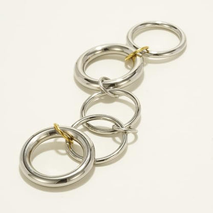 Shapes Studio Trio Linked Ring, stackable Ring, Minimalism style for women, Never Tarnish - size: 6, style: Five Band (Five Silver Two Thick Silver)
