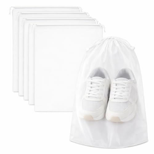 InfinitePack Large Transparent Shoe Bags for Travel, Portable Shoe Bags, Shoes Pouch Storage Organizer with Drawstring for Men & Women aClear Window Shoes Pouch with Rope - size: 10"x14"(100pcs)
