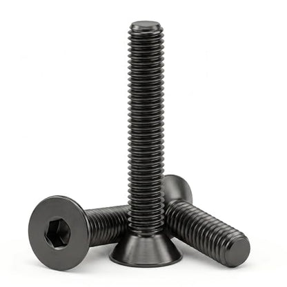 M5 x 6mm (25 Pack) Flat Head Hex Socket Cap Screws Bolts Countersunk Bolts, Hex Drive, Black Oxide 304 Stainless Steel 18-8, Fully Thread, Bright Finish - size: M5 x 6