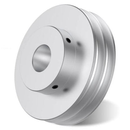 CHANCS Aluminum Alloy Double Groove Pulley 80mm OD 18mm Fixed Bore Pulley for Motor Shaft Drilling Machine 6mm(1/4") PU Round Belt - size: 80x18mm, style: Double Groove Pulley