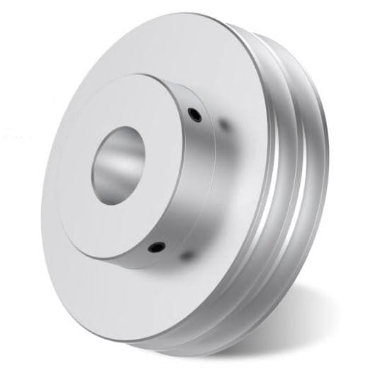 CHANCS Double Groove Aluminum Alloy V-Groove Belt Pulley 80mm OD 19mm Fixed Bore Pulley for Motor Shaft Drilling Machine 6mm(1/4") PU Round Belt - size: 80x19mm, style: Double Groove Pulley