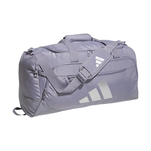 adidas Defender 5 Duffel Bag for Sports, Gym and Travel, Slate Grey/Silver Metallic, OSFA - color: Slate Grey/Silver Metallic/Medium 59L, style: Medium 59l