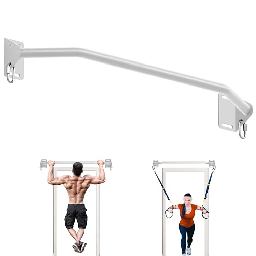 Pull Up Bar Wall Mounted-Heavy Duty Joist Mounted Pull Up Bar-Premium Strength Training Pull-Up Bars-Fast and Easy Installation for Home and Garage Use,Supports up to 600 Lbs - color: White