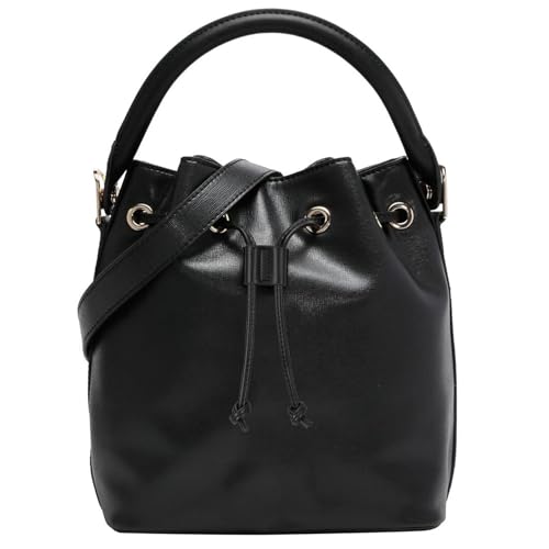 ALLZEDREAM Leather Drawstring Replacement Bucket Bag Detachable PU Pull String Strap (Black) - color: Black