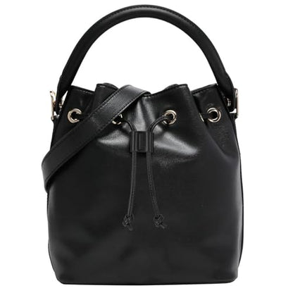 ALLZEDREAM Leather Drawstring Replacement Bucket Bag Detachable PU Pull String Strap (Black) - color: Black