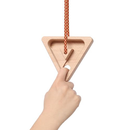 2Pcs Triangle Climbing Hangboard with Rope, Premium Wood Fingerboard for Grip Strength, Portable for Home Outdoor, for Climbers Fitness Enthusiasts - 5x4.2x1.1 Inch