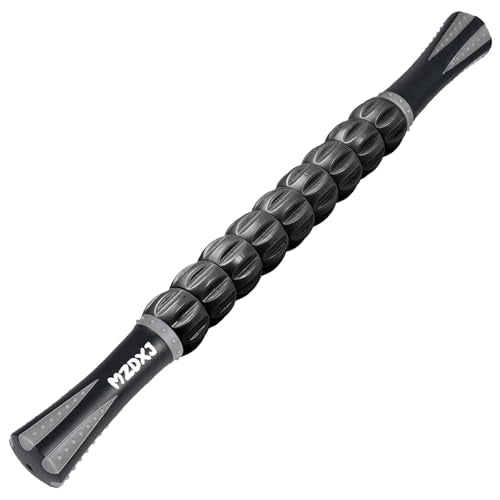 Muscle Roller Massage Roller Stick- Deep Tissue Fascia Blaster for Myofascial Pain Relief, Lymphatic Drainage & Body Sculpting, Handheld Physical Therapy & Recovery Tool (Gray black-18 inch) - color: Grey Black