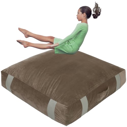 FINCOME Crash Sensory Pad for Kids Autistic Kids Landing Zone Sensory Tool | 2-Layer Foam for Autism, Easy-Clean Velvet Cover, Multi-Use/SIZE, Indoor & Outdoors Use Kids Jumping Pillow, Anxiety Relief - color: Blown, size: 5x5 Feet