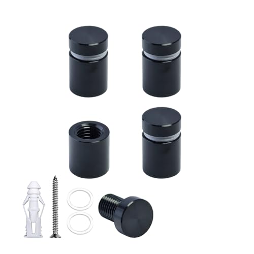 Pack of 4, Aluminum Black Standoff Screws, Wall Sign Standoff Mounting Hardware Advertising Glass Standoff Nail for Hanging Acrylic Picture Frame (Black, 1/2" x 1/2") - color: Black, size: 1/2" x 1/2"