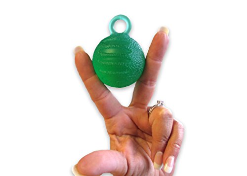 Rehabilitation Advantage Hand Grip Finger Therapy Exercise Ball with Loop, Green