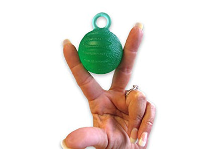 Rehabilitation Advantage Hand Grip Finger Therapy Exercise Ball with Loop, Green