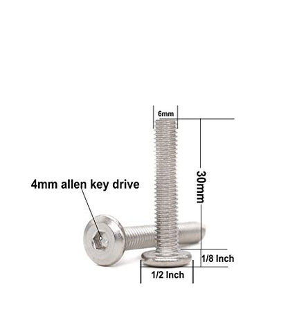 10pcs M6 x 30mm Rivet Countersunk Socket Cap Bolts Screws Connecting 304 Stainless Steel - size: 10pcs M6 x 30mm