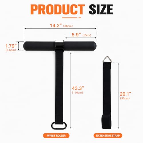 Wrist Roller Forearm Strengthener with Wrist Strap, Thick Carbon Steel Forearm Exerciser Grip Strength Trainer, 300 LB Nylon Webbing for Single-Arm Pull Training, Home Gym Wrist Trainer - color: Black