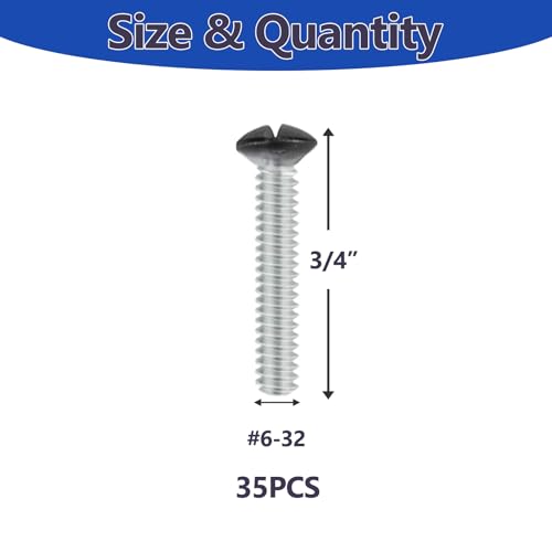35 pcs 3/4" Wall Plate Screws, Black Outlet Screws 6-32 Thread Light Electrical Cover Panel Switch Plate Screws(Black） - color: Black, size: 3/4 Inch