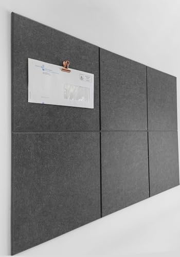 Cork Board 24 x36 Alternative - 6 Pack Felt Wall Tiles with Safe Removable Adhesive Tabs, Cork Boards for Walls Cork Board for Home Office Pin Board Tack Board - Gray Black - color: Gray Black, size: 6 Panels