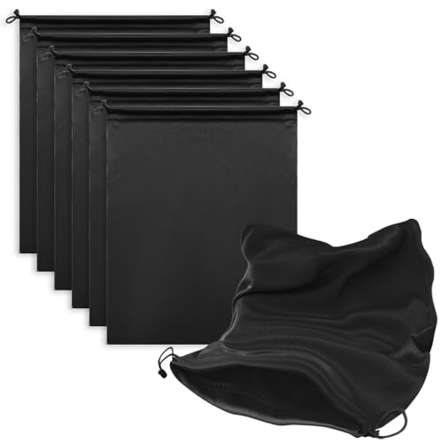 Microfiber Drawstring Bags, Multi-Size Soft Protective Pouches for Shoes, Ski Goggles, Sunglasses, Handbags & Camera Lenses - color: Black