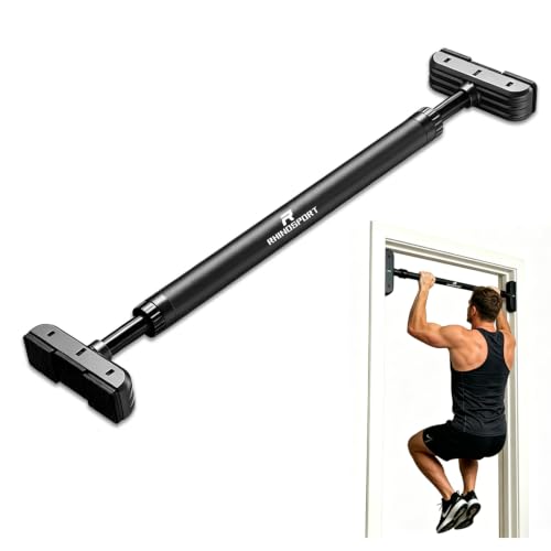 RHINOSPORT Door Pull Up Bar Doorway Chin Up Bar from 69-92 cm (27.1in-36.2in) Workout Equipment for Home Gym Upper Body Workout Non-Slip - color: Black