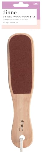 Diane 2-Sided Foot File Callus Remover for Feet, Wooden Handle Pedicure Tool, Foot Scrubber & Heel Scraper for Dead Skin, Dry Cracked Feet & Smoothing Heels, Wet or Dry Use, 10" x 2 3/8", 100/80 Grit