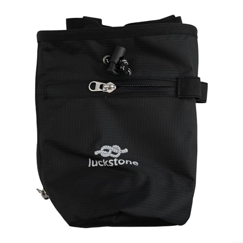 Rock Climbing Chalk Bag Featuring Stiffened Rim and Dual Pockets, Magnesium Pouch for Bouldering, Weightlifting, Gymnastics Use - size: Black