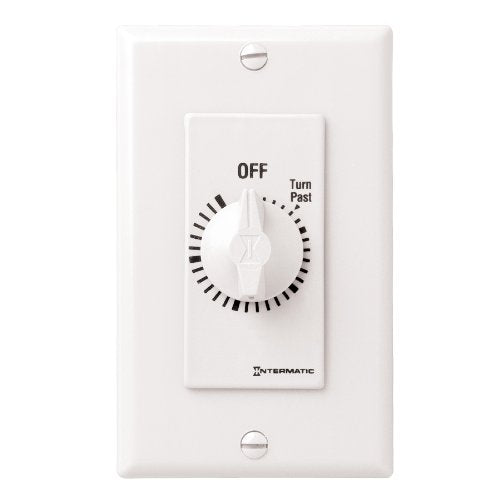 Intermatic FD5MW 5-Minute Spring-Loaded Automatic Shut-off In-Wall Timer for Fans and Lights, White - color: White, size: 5-Minute, style: Without Hold on Timer