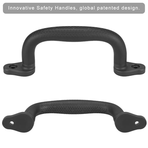 SELEWARE Black Playground Safety Handles 8Pcs Kids Playground Grab Handles | Non-Slip Durable Plastic Handle Indoor Outdoor Playset Handle for Playhouse, Treehouse, Climbing Frame, Jungle Gym, Swing Set - color: Black (8 Pack)