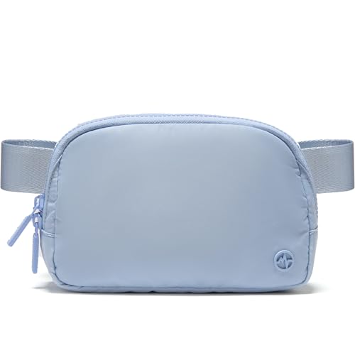 Pander Nylon Fanny Pack for Women, Two-Way Zipper Crossbody Bag | 1L nylon belt bag with a two-way zipper, three interior mesh pockets, and an adjustable strap for waist or crossbody wear - color: Windmill Blue