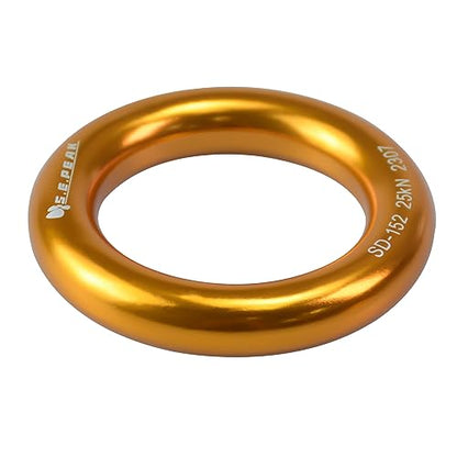 25kN Aluminum Rappel Ring, Perfect Tension O-Ring, Connection Ring for Rock Climbing, Arborist, Gold/Blue - color: big gold-4 pack