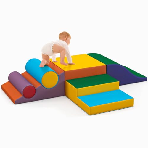 Betterhood Climbing Blocks - Kids Soft Foam Activity Playset - Toddler Soft Couch Climber Gymnastics Equipment for Crawling and Sliding at Home, Preschool - style: Yellow and Green