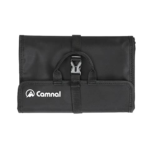 Climbing Quickdraw Hanging Storage Bag, Carabiner Hook Gear Equipment Parts Collections, Durable Foldable Bundled Roll Waterproof Bag(Black)