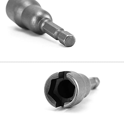 QWORK Wing Nut Driver, 2 Pack, Power Wing Nut Drill Bit Socket Tool with 1/4 Quick Connect Hex Shank, for Panel Wing Nuts, Screws Eye C Hook