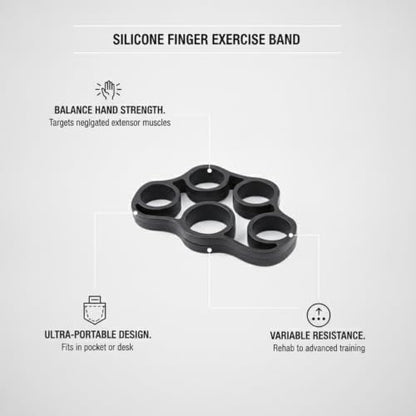 Hand Strengthener Silicone Finger Resistance Band for Grip Training and Extension Exercises - color: Black