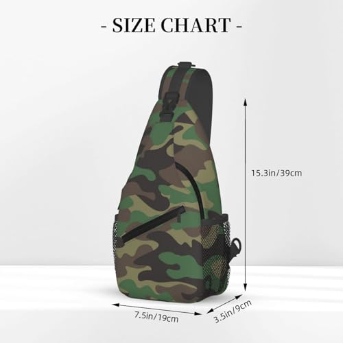 Camouflage Crossbody Sling Bags for Women Men Classic Green Brown Olive Colors Camo Print Travel Sling Backpack Casual Shoulder Bag Cool Military Print Army Design Gym Sports Hiking Daypack - color: Green Black
