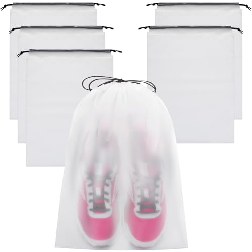 Vorspack Shoe Bags for Travel, 6 Pcs, Transparent, Drawstring, Large | Clear, Shoe Organizer, With Rope, Travel Essentials, For Men Women