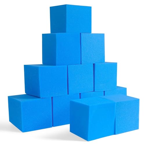 Foam Pit Blocks - 12 PCS 5" Foam Gym Cubes, Versatile Protective Padding for Trampolines, Gymnastics, Parkour & Action Sports - Dark Blue - color: Dark Blue, size: 12 Pack