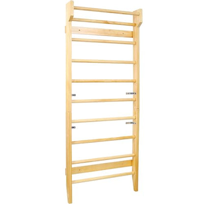 Gymnastics Wood Stall Bar, Multi-use Swedish Ladder- Wall Mounted Pull Up Bar-Physical Therapy for Stretching and Various Exercises,Indoor Home Gym Workout Yoga - size: 76.7 H