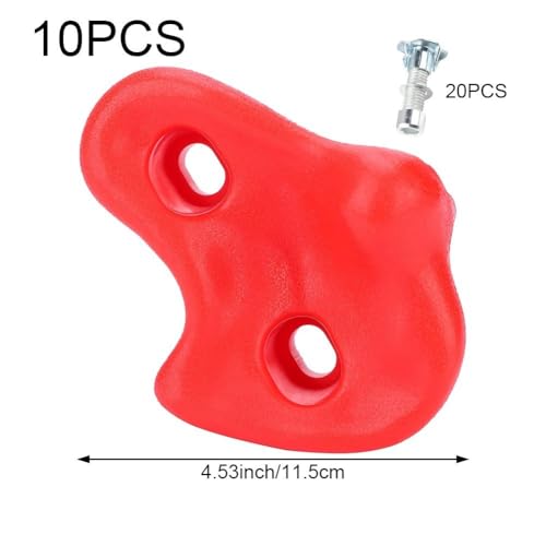 Climbing Hand Foot Holds Grip Kits 10pcs Climbing Holds Stones Plastic Large Climbing Rocks Outdoor Playground Set for Kids - color: Red